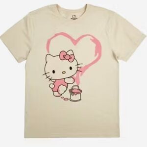 Hello Kitty T-Shirt - Pink & White Large